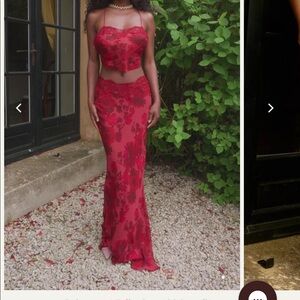 Bydee Fleurie Red 2 piece set Skirt and Top